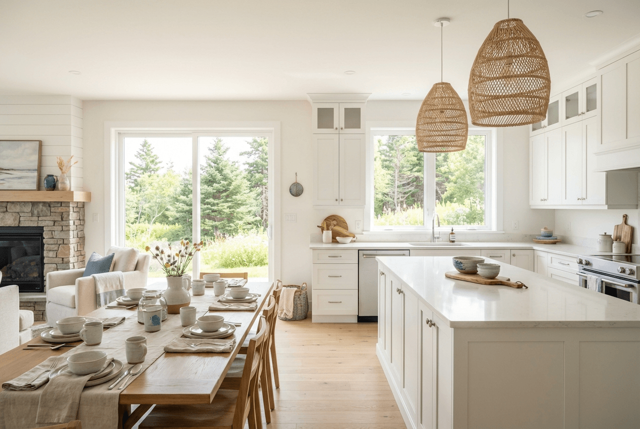 Beautifully staged kitchen and dining room