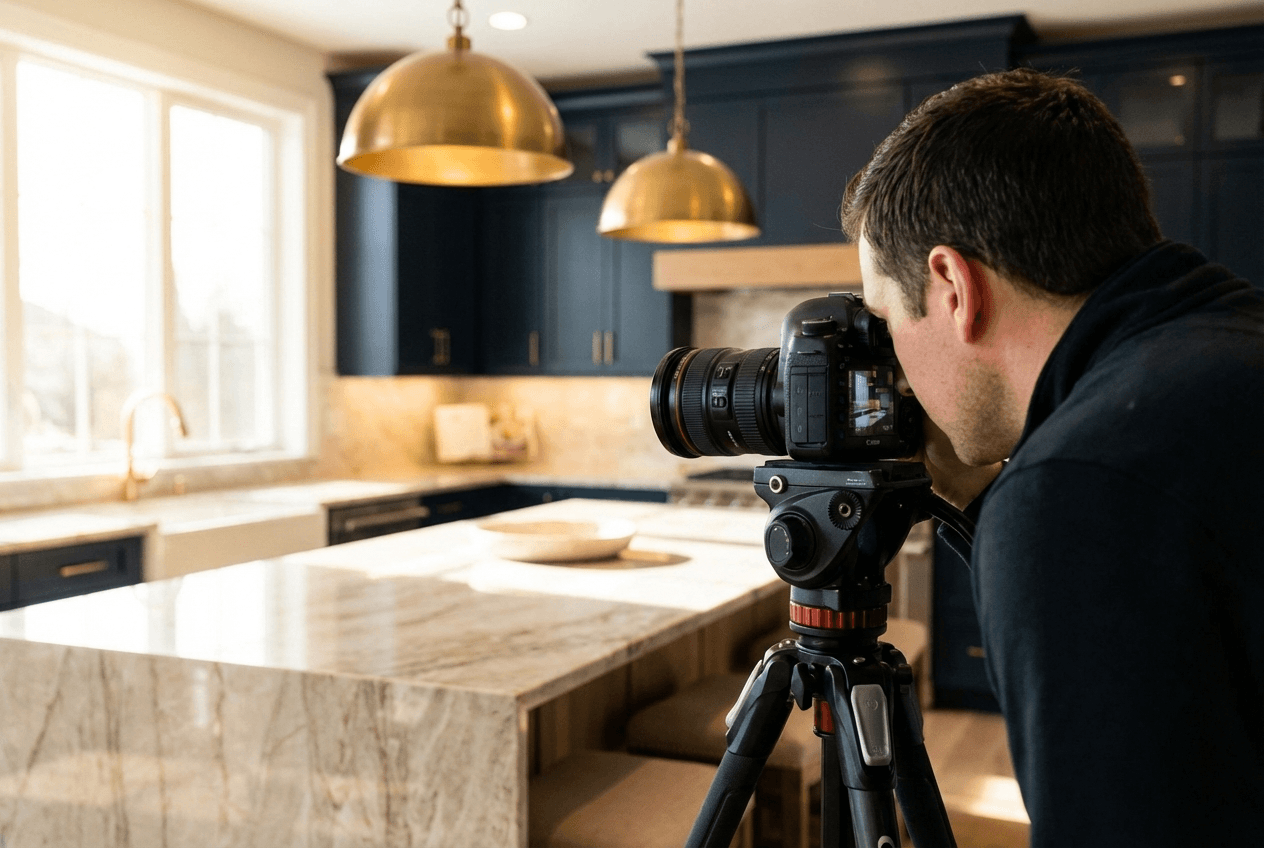 Professional real estate photographer shooting luxury interior